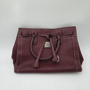Dooney & Bourke Pebble Leather Satchel Burgundy Tote Handbag Vintage Style